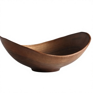 Bol de service décoratif vintage en bois d'acacia poli, artisanal et écologique, pour fêtes, noix, biscuits, fruits - Prix abordable BS - Product Image 3