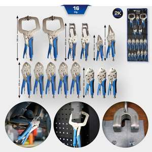 BRILLIANT TOOLS - BT065016 Locking <b>pliers</b>/grip <b>pliers</b> set (16 pcs.) - EAN 4042146853528 <b>PLIERS</b> AND CUTTERS ADJUSTABLE <b>PLIERS</b> - Product Image 1