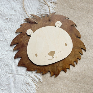 Style nordique Ins décoration <span class=keywords><strong>murale</strong></span> de <span class=keywords><strong>chambre</strong></span> d'enfant dessin animé écologique Lion suspendu accessoires Photo en <span class=keywords><strong>bois</strong></span> pour l'espace de bébé à la maison - Product Image 4
