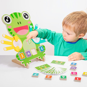 Cartoon Animal Frog Wooden Math <b>Toy</b> Baby Color Cognitive Matching Finger Number Decomposition Add Subtract Operation for Kids - Product Image 3