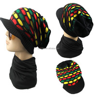 Gorro Rasta Extra Grande de Punto con Rayas