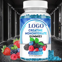 Gummies de créatine monohydrate OEM/ODM pour hommes et femmes adultes, supplément pré-entraînement à croquer avec vitamine B12 pour la croissance musculaire et la récupération