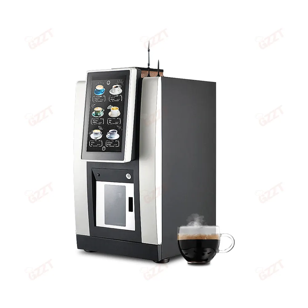 Molinillo comercial de 2L para centro comercial de oficina, 20 + bebidas, sistema de venta automática, máquina de café con 4 botes de polvo, pantalla de 14"