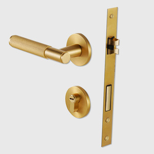 Dooroom Knurled Brass Door Lock Handles Lever Set Interior Magnetic Private Passage <b>Dummy</b> EU Cylinder - Product Image 5