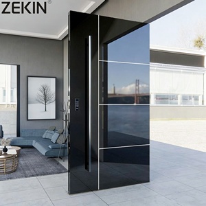 Customized Aluminum Alloy Powder Coating Tempered Glass casement aluminum doors Outside French Visible Swing Hinged Door - Product Image 1