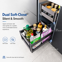 Panier coulissant de cuisine en alliage d'aluminium, organisateur d'épices, tiroir de rangement double couche pour armoire de 300-450 mm