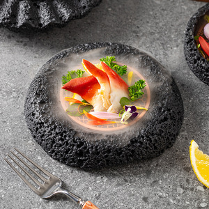 Cuenco de Cerámica con Diseño Artístico Japonés, Plato de Hielo con Forma de Planeta, Vajilla de Piedra Volcánica para Hotel, Presentación de Sushi y Mariscos para Fiestas - Product Image 1