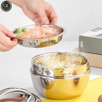 Boîte à lunch en acier inoxydable à double couche, conteneur alimentaire isotherme avec poignée, anti-fuite, boîte bento portable pour l'école et le bureau