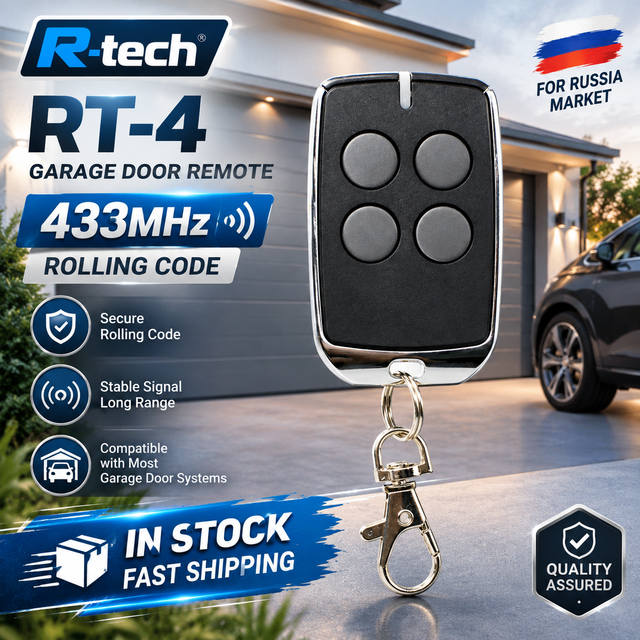 433MHz Rolling Code Waterproof Rechargeable Remote Control Transmitter R-tech 0191 for Garage Door Automation Russian Market
