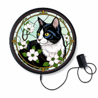 Enseigne lumineuse rétro Chat Noir, Décoration murale vintage botanique pour Cuisine, Salle à manger, Garde-manger, Entrée, Maison de campagne, Art mural rustique