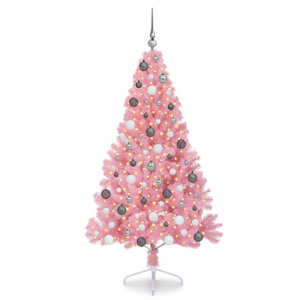 Árbol de Navidad Artificial de PVC Rosa de 70.9 Pulgadas Preiluminado con 300 LED - Product Image 1