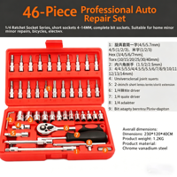Ensemble d'outils manuels en fer de 46 pièces, durable et très vendu, pour la maintenance automobile, les travaux de précision et l'usage domestique