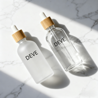 Botol Minyak Parfum Kaca Buram 60ml dengan Tutup Bambu untuk Kemasan Kosmetik Mewah