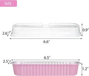 Disposable Pink Mini Loaf Pans with PET Plastic Lids 500 Pack 6.8oz <b>Aluminum</b> Bread Cupcake Pie Food Grade Pulp Moulded - Product Image 2