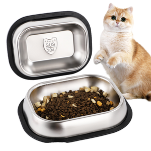 Nicety - Comedero para Perro Rectangular Personalizado Antideslizante de Acero Inoxidable 304 Ecológico, Diseño Moderno y Portátil para Comida de Perro Regular - Product Image 1