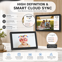 Cadre photo numérique intelligent 15,6 pouces 1080P IPS tactile WiFi avec stockage 32 Go, rotation automatique, fixation murale, haut-parleur intégré, système d'exploitation Android