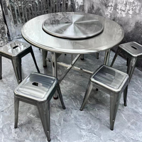 Table à manger pliante circulaire en acier inoxydable épais et moderne pour restaurant, hôtel, usage domestique - Durable et écologique
