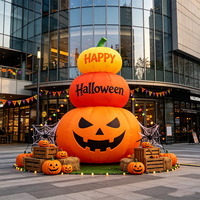 Tour géante gonflable de quatre citrouilles empilées en tissu Oxford pour décoration d'Halloween, idéale pour les événements extérieurs, jardins et fêtes