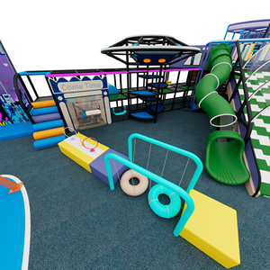 Free 3D Custom Design <b>Trampoline</b> Amusement Park Facilities Children Indoor Playground With Big Slide and Ninja Warrior - Product Image 4