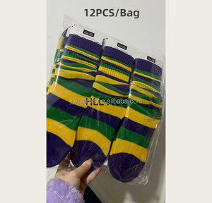 HLC Mardi Gras Slouchy Socken mit individuellen Streifen, Winter-Beinwärmer, Crew-Socken für Karnevalsparty-Kostümzubehör - Product Image 4