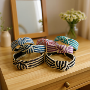 Fascia per Capelli Annodata Bicolore DIADEMA, Elastica a Righe, Accessorio Moda Donna - Product Image 3