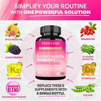 Complément alimentaire pour femmes OEM Myo-Inositol Berberine D-Chiro Inositol en capsules, favorise le métabolisme des œstrogènes et l'équilibre hormonal