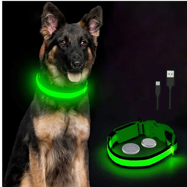 USB Adjustable Flashy Rechargeable Glow Light up Led Flash Pet Nylon Dog Training Collar for Dogs