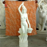 Statue de femme en pierre blanche grandeur nature pour jardin extérieur Fleurs Sculpture de dame