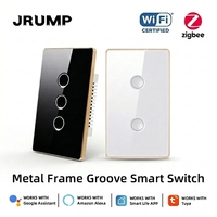 Interrupteur mural intelligent Tuya WiFi Zigbee standard US, panneau tactile en verre trempé, compatible avec Alexa, Google Home, commande vocale, Smart Life