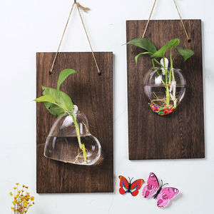 Giardino <span class=keywords><strong>interno</strong></span> idroponico pannelli di legno parete arte metallo pianta modellata parete interna appeso fioriera di vetro per ufficio formato corda - Product Image 3