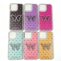 Coque de téléphone de luxe en TPU avec motif papillon diamanté pour iPhone 17 16 15 14 13 12 11 et coque arrière pour Samsung A03s A15 A16 A17 A05 A06 A07 A25