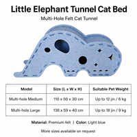 YAOYUE Lit tunnel pour chat en feutre multi-trous avec découpes étoiles pour chatons, modèle Petit Éléphant
