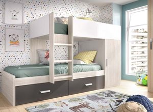 Letto a Castello Multifunzionale a Due Piani per Bambini con Armadio in Legno e Letto Estraibile per Camera <span class=keywords><strong>da</strong></span> Letto dei Ragazzi - Product Image 2