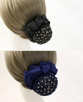 Filet à chignon en strass de qualité supérieure avec petites pinces à griffes, couvre-chignon en crochet fait main, support décoratif avec boucles, chouchous