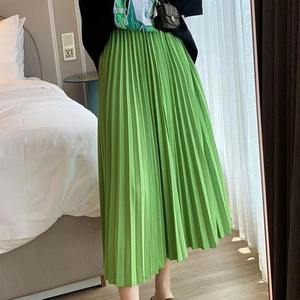 Váy xếp ly dài dáng rộng chất <span class=keywords><strong>satin</strong></span> cao cấp, màu trơn, thoáng khí, kiểu dáng thời thượng thanh lịch năm 2025, bán buôn - Product Image 2