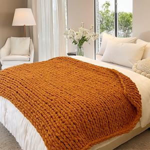 Rahat uyku ev otel yumuşak düğün ağırlıklı tıknaz şönil örme yatak battaniye kapakları - Product Image 3