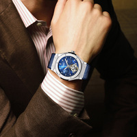 Montre automatique de luxe PINDU Design, Seiko unisexe, étanche, bracelet en cuir, cadran à aiguilles, verre minéral, 44,5 mm