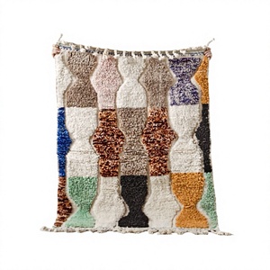 Moroccan Unique Beni Ourain <b>Rug</b> Hand Made Moroccan <b>Boho</b> Beni Ourain <b>Rug</b> Albertina Hand Knotted Wool Cotton Cream Beige Area <b>Rug</b> - Product Image 1