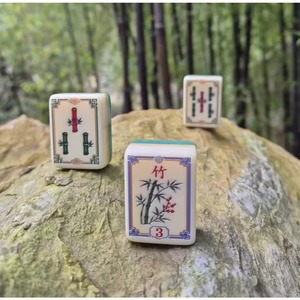 Tuiles de Mahjong de style chinois vintage, motifs Kylin, Joker, Quatre Saisons, Dame, Grue, Bambou, écologiques, rétro, <span class=keywords><strong>bleu</strong></span> et blanc - Product Image 4