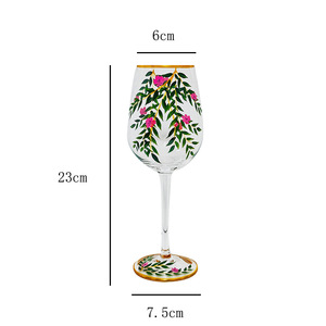 Verres à vin personnalisés OEM/ODM avec bordure dorée, motif floral, gobelet grande capacité, verre en cristal, cadeau créatif, verre à vin rouge - Product Image 2