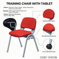 Chaise de formation en maille noire avec tablette d'écriture et accoudoirs, pieds en acier, chaise de bureau scolaire 33587-SF037A