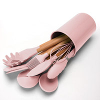 Vente en gros d'outils de cuisine maison voyage gadgets ustensiles en silicone rose kit de cuisine ustensiles de cuisine kit d'ustensiles de cuisine en silicone