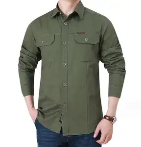 Wholesale Outdoor Uniforms Tactical Green Hunting Wear Classic Lapel Collar Long Sleeve Shirts