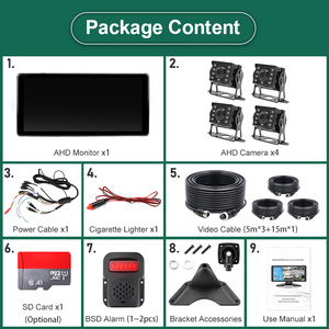 10.36 inch 4 kênh thông minh điểm mù Radar BSD báo động xe tải xe buýt Xe DVR Ghi màn hình với 4 cái AHD 1080p IR máy ảnh - Product Image 6