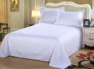 Parure <span class=keywords><strong>de</strong></span> lit <span class=keywords><strong>et</strong></span> <span class=keywords><strong>housse</strong></span> <span class=keywords><strong>de</strong></span> <span class=keywords><strong>couette</strong></span> en satin rayé <span class=keywords><strong>blanc</strong></span> pur pour hôtel, maison d'hôtes <span class=keywords><strong>et</strong></span> dortoir - Product Image 2