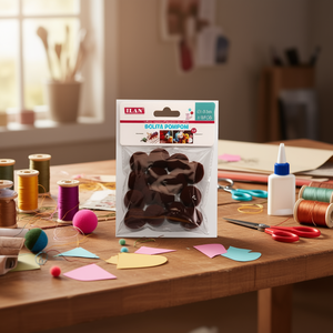 Boule de pompon Ilan 2,5 cm couleur café, décorations artisanales pour projets DIY - Product Image 2