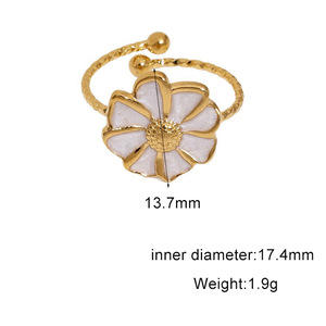 ZGBROTHERS JR1043 Vintage Oil Drop 18k Gold Plated Stainless Steel Flower <b>Ring</b> for Women Jewelry Wholesale - Product Image 6