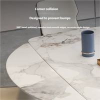 Luxuriöser Moderner Minimalistischer Steinplatten-Esstisch Rechteckig Faltbar Ausziehbar Quadratisch-zu-Rund