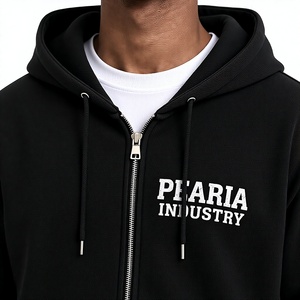 Custom Men's Winter Zip-Up Hoodie French Terry Heavyweight Vintage Washed Streetwear ODM Supply Letter Pattern Regular Fit - Product Image 3
