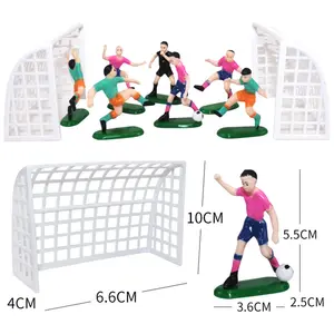 Vendita calda di plastica campo di calcio giocatore di calcio decorazione della torta di calcio partita di calcio obiettivo per il ragazzo torta di compleanno